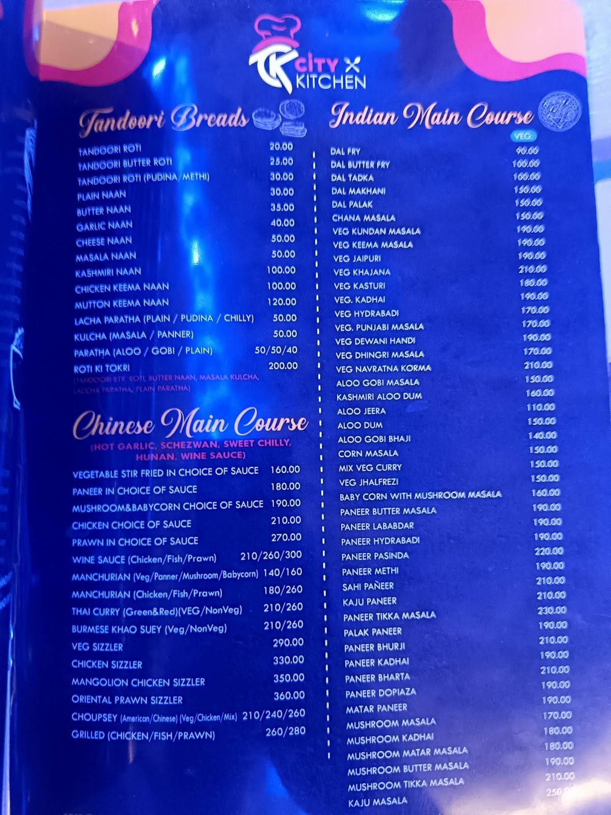 City Kitchen Restaurant & Sky Lounge menu