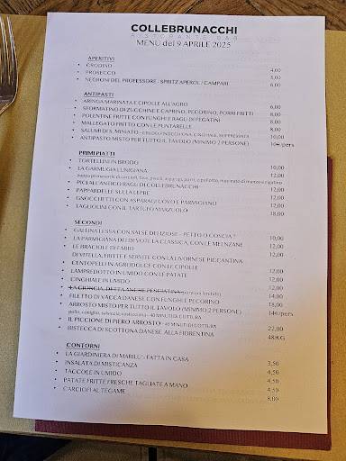 Menu di Collebrunacchi Ristorante B&B 