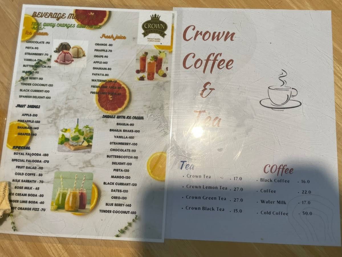 Crown Bakery menu