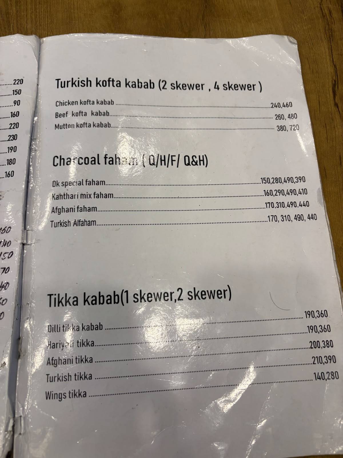 DILLI KABAB menu