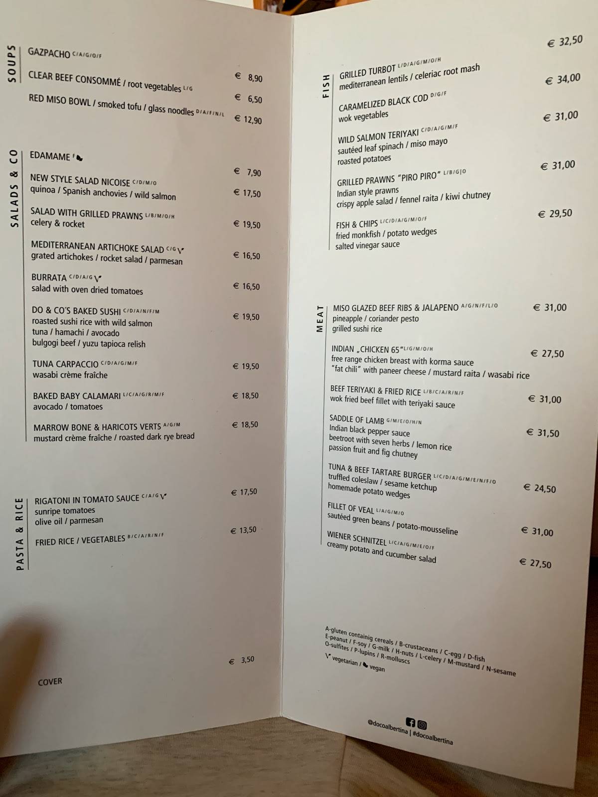Speisekarte von DO & CO Albertina restaurant, Wien