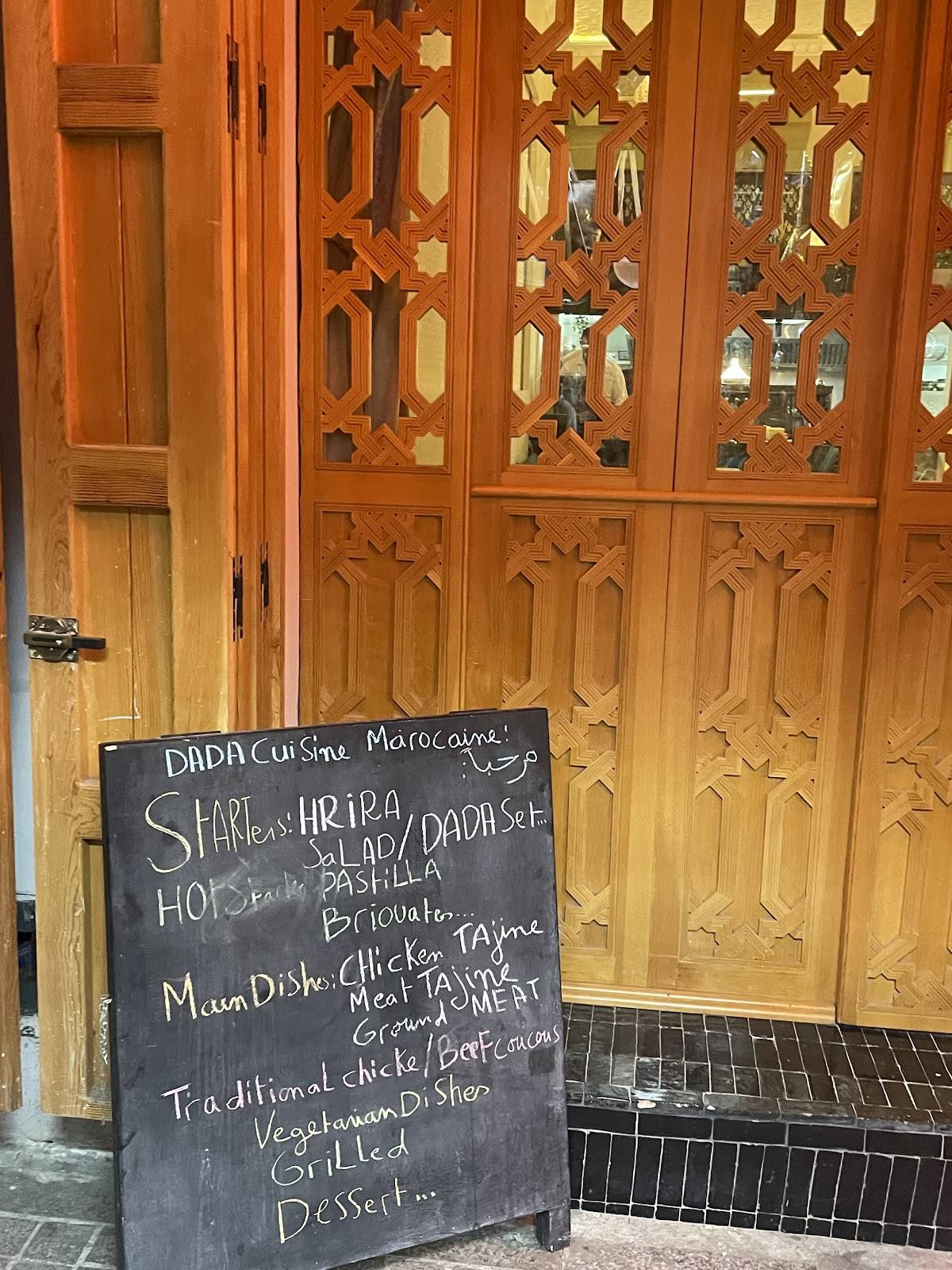 Menu de Dada restaurant