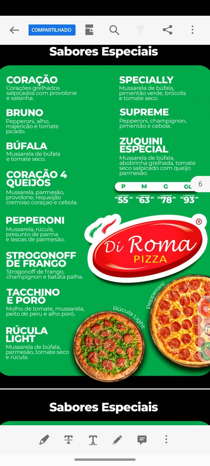 Di Roma Pizza cardápio