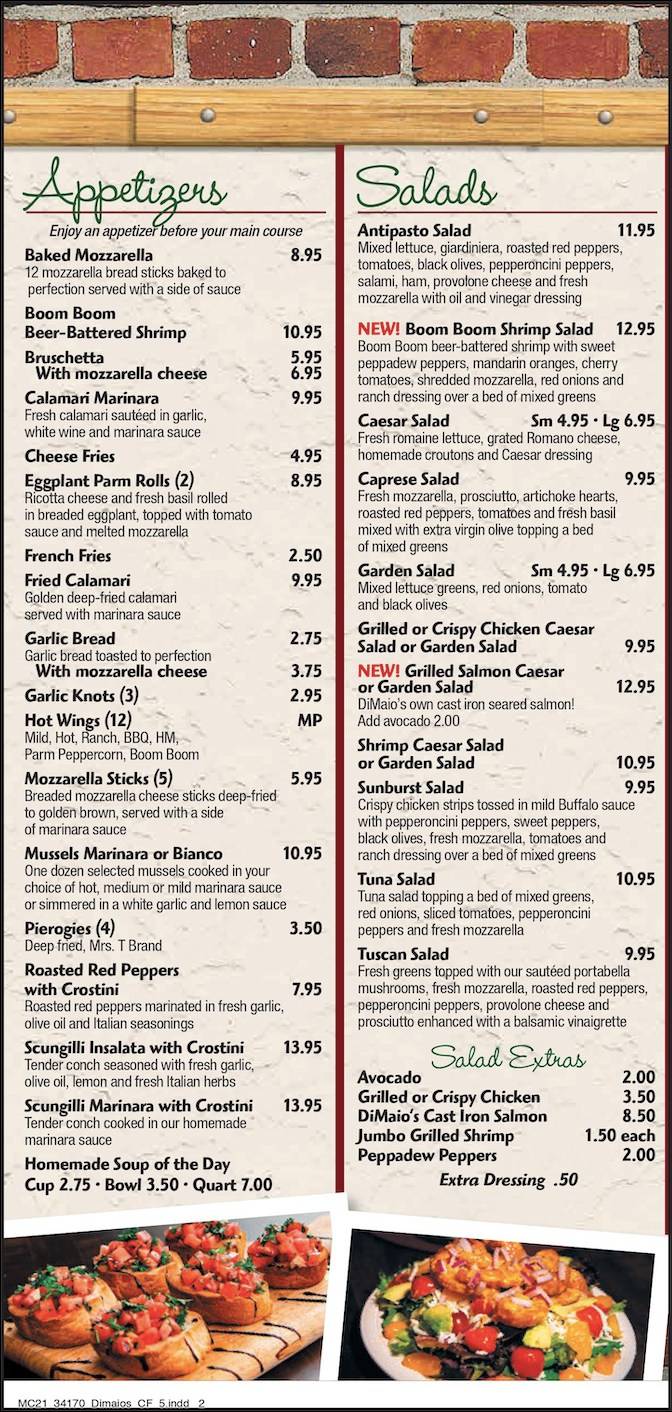 Menu at DiMaio's Mustard Seed restaurant, Orwigsburg