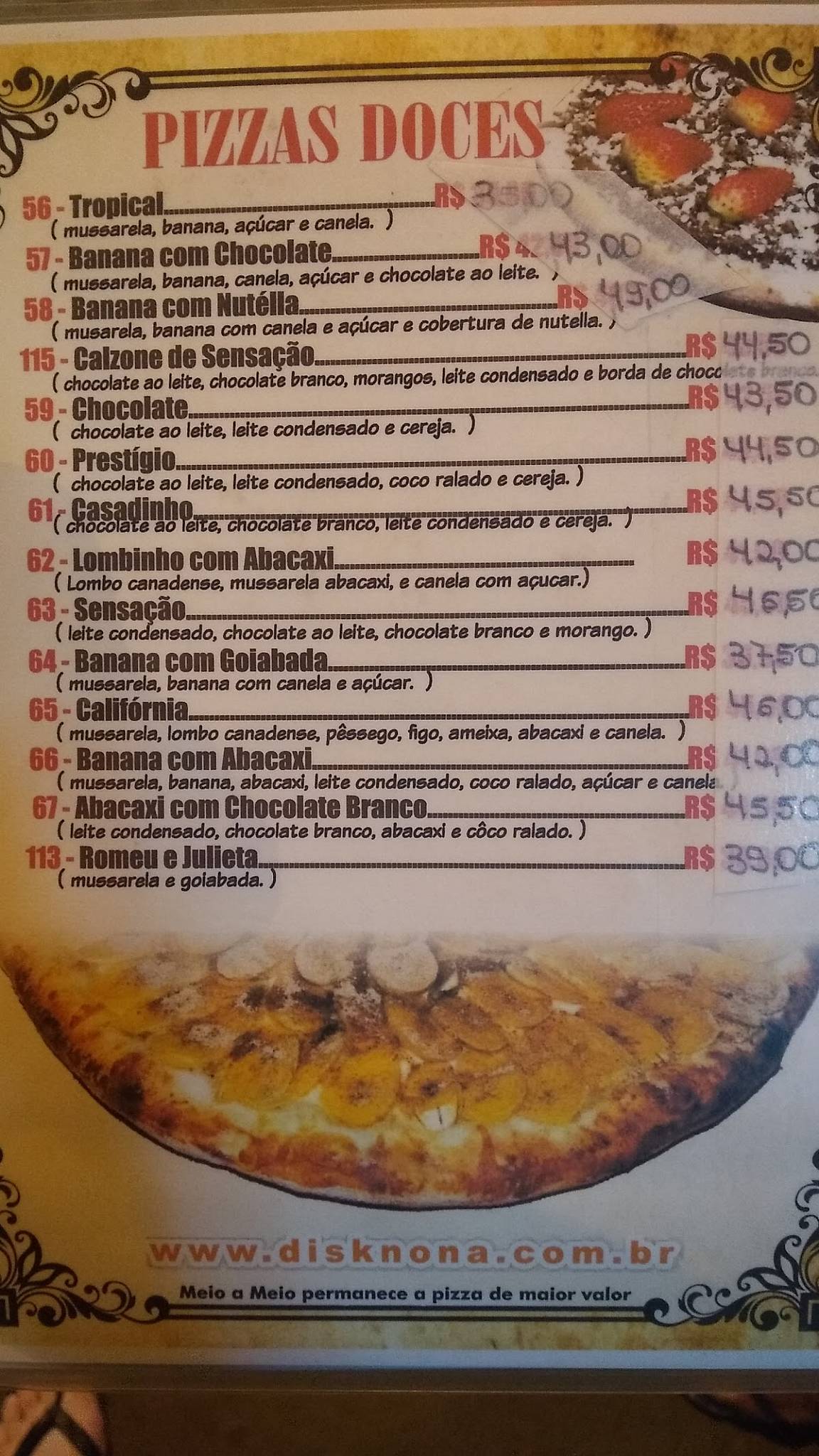 Disk Nona Pizzas & Calzones ipiranga cardápio