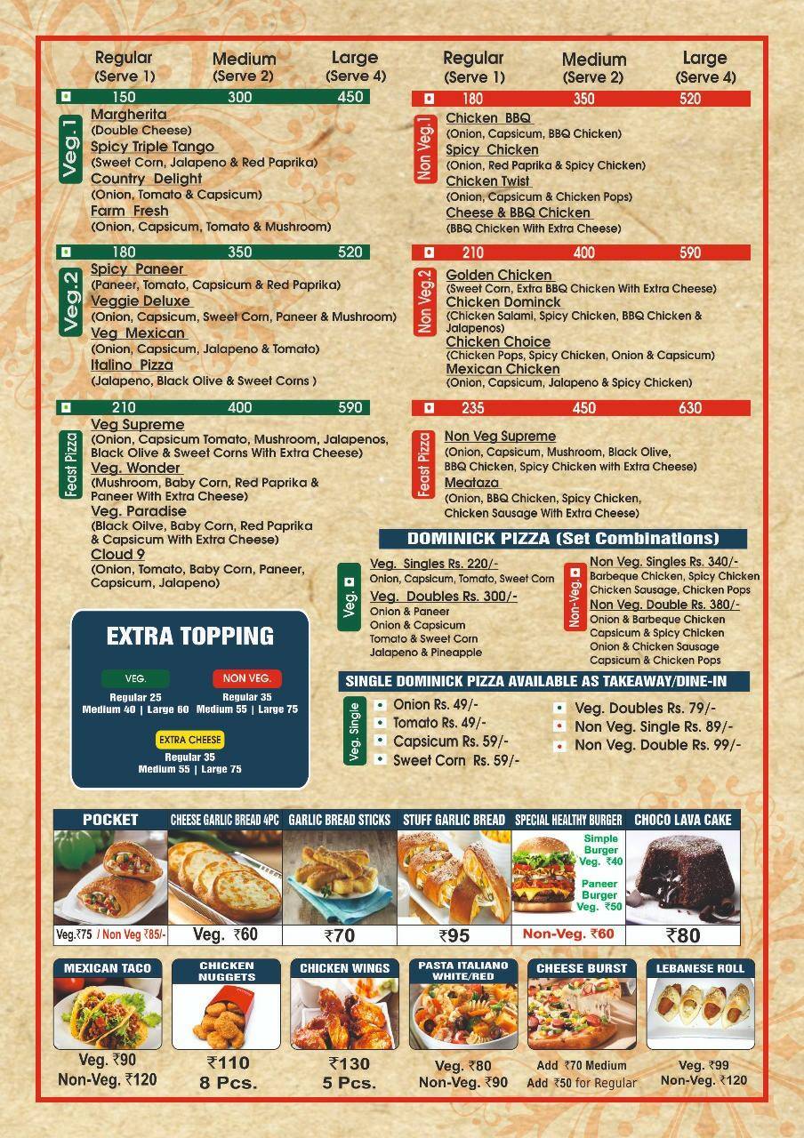 Romnik Pizza menu
