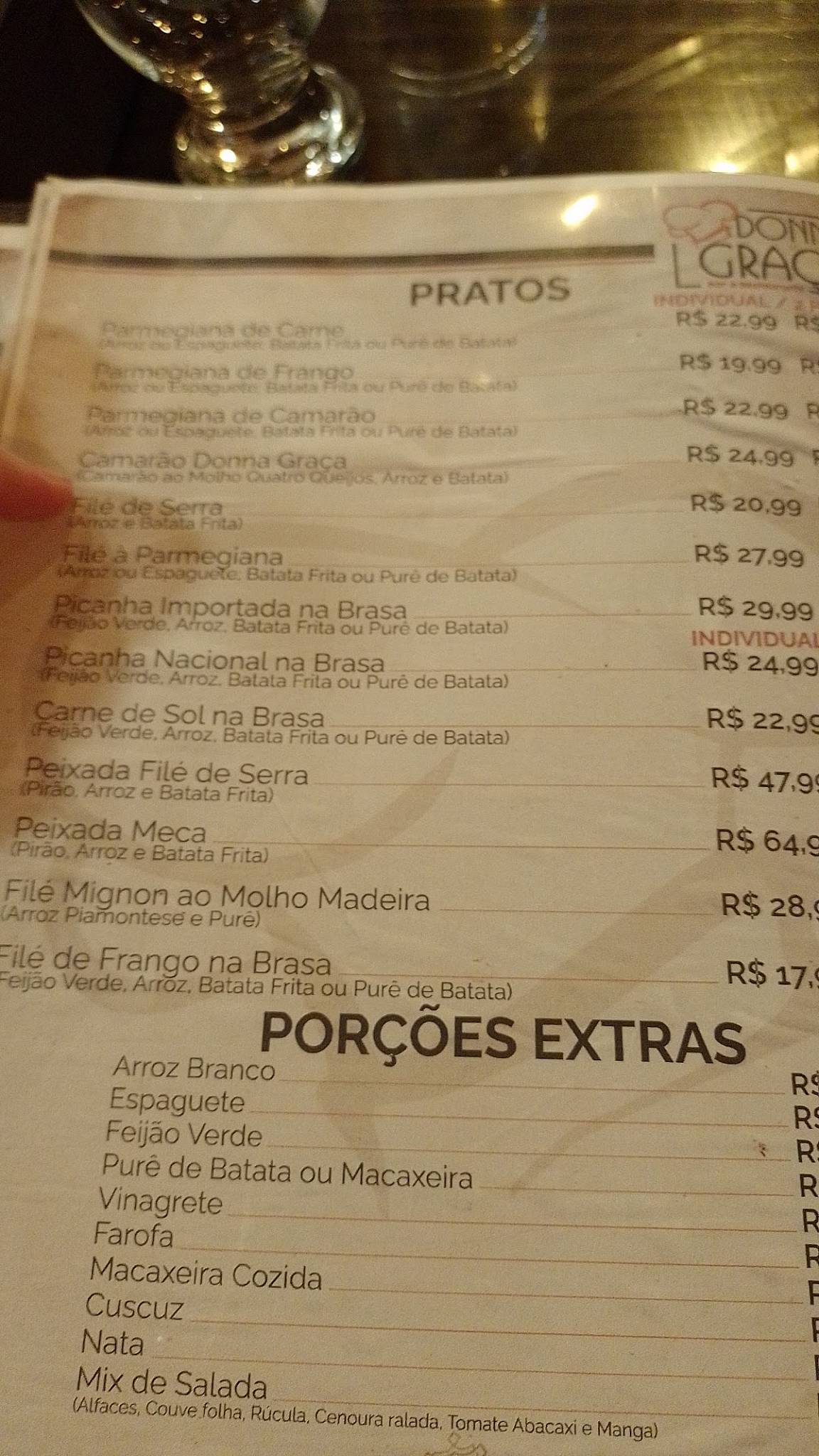 Donna Graça Geisel cardápio