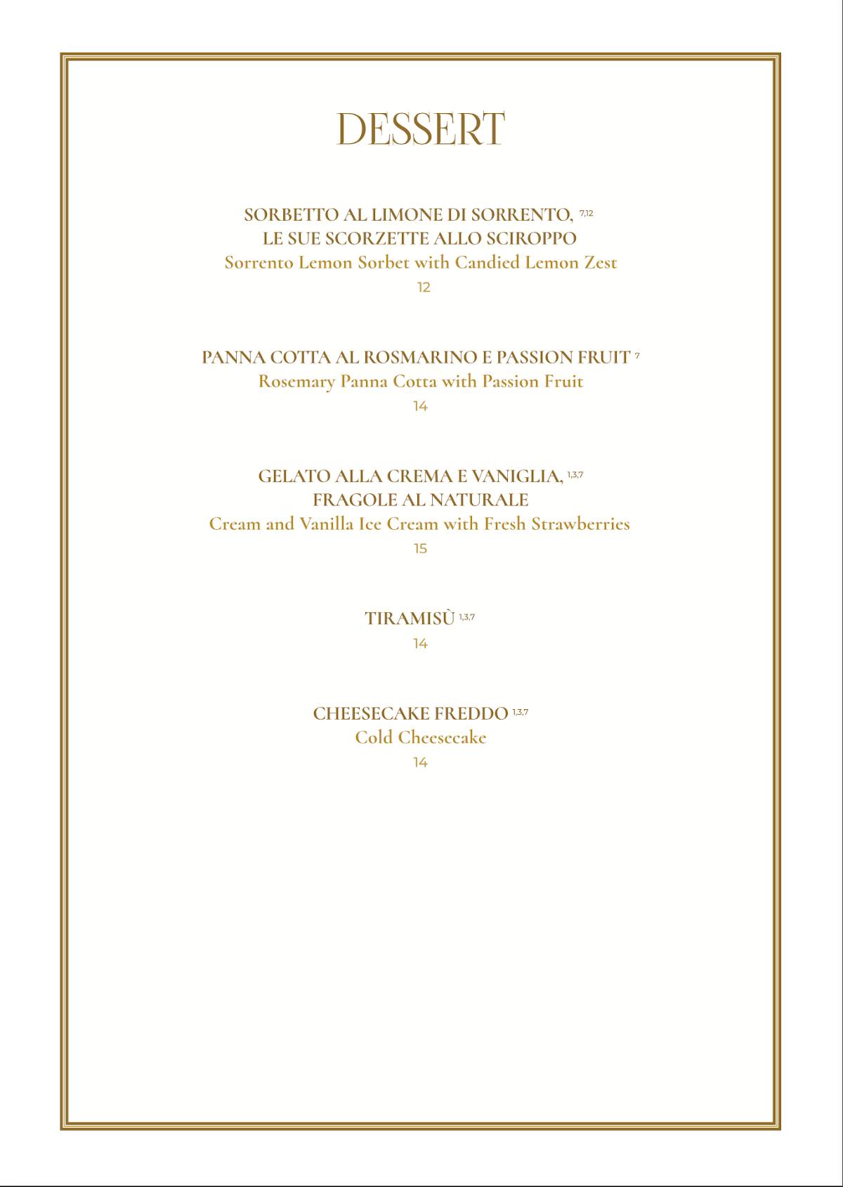 Menu di Doria - Ristorante Forte dei Marmi 