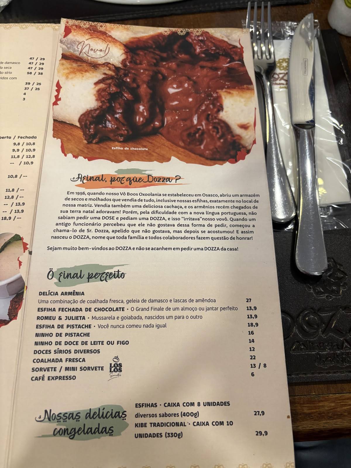 Dozza - Presidente Altino cardápio