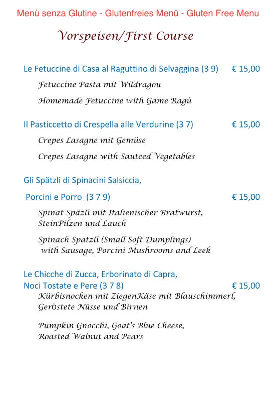 Menu di Edelweiss Stube 