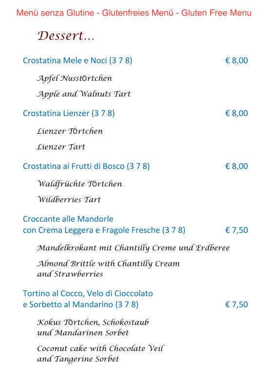 Menu di Edelweiss Stube 