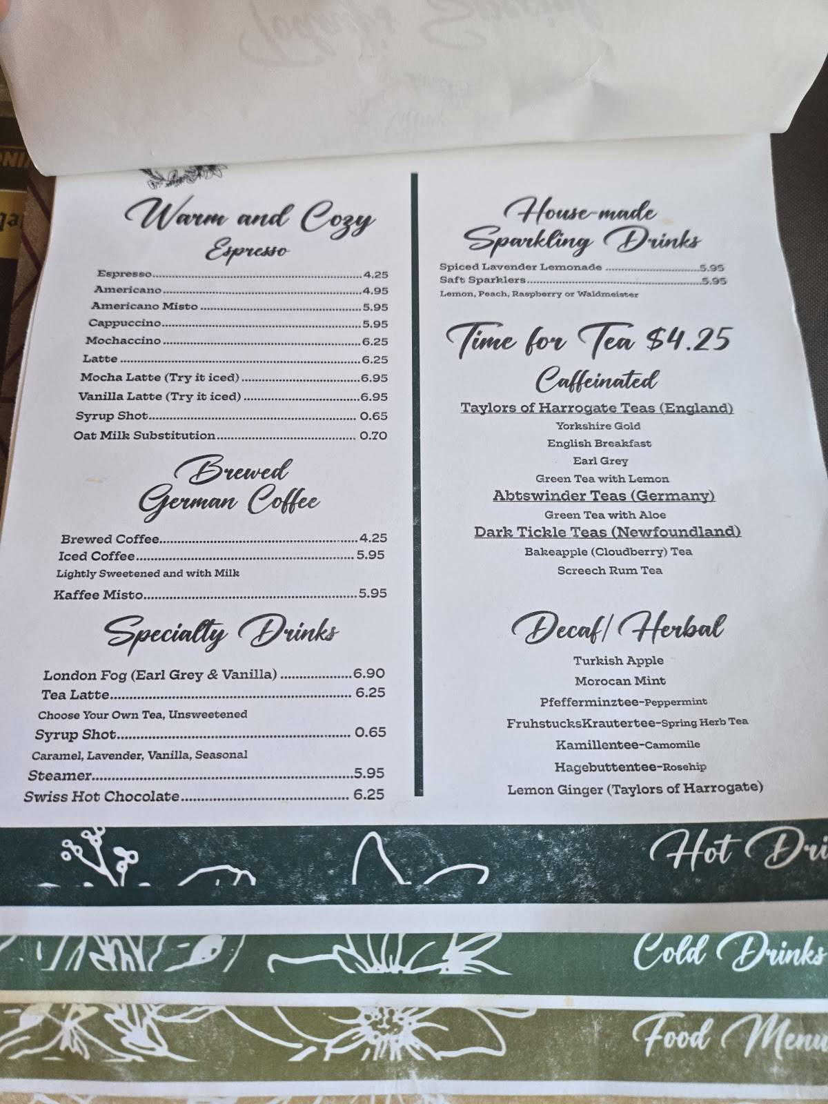 Menu de Edelweiss Village