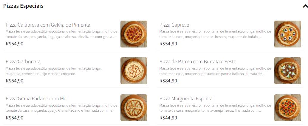 Eleganza Pizzaria cardápio