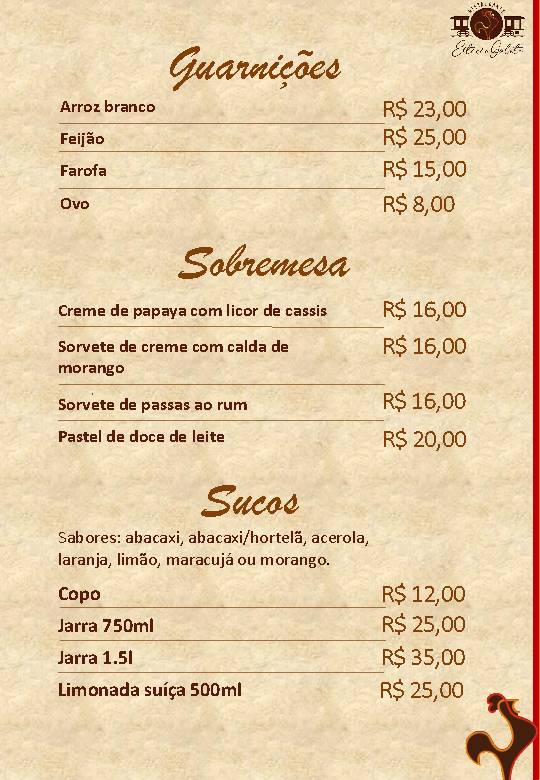 Restaurante Estação Galeto cardápio