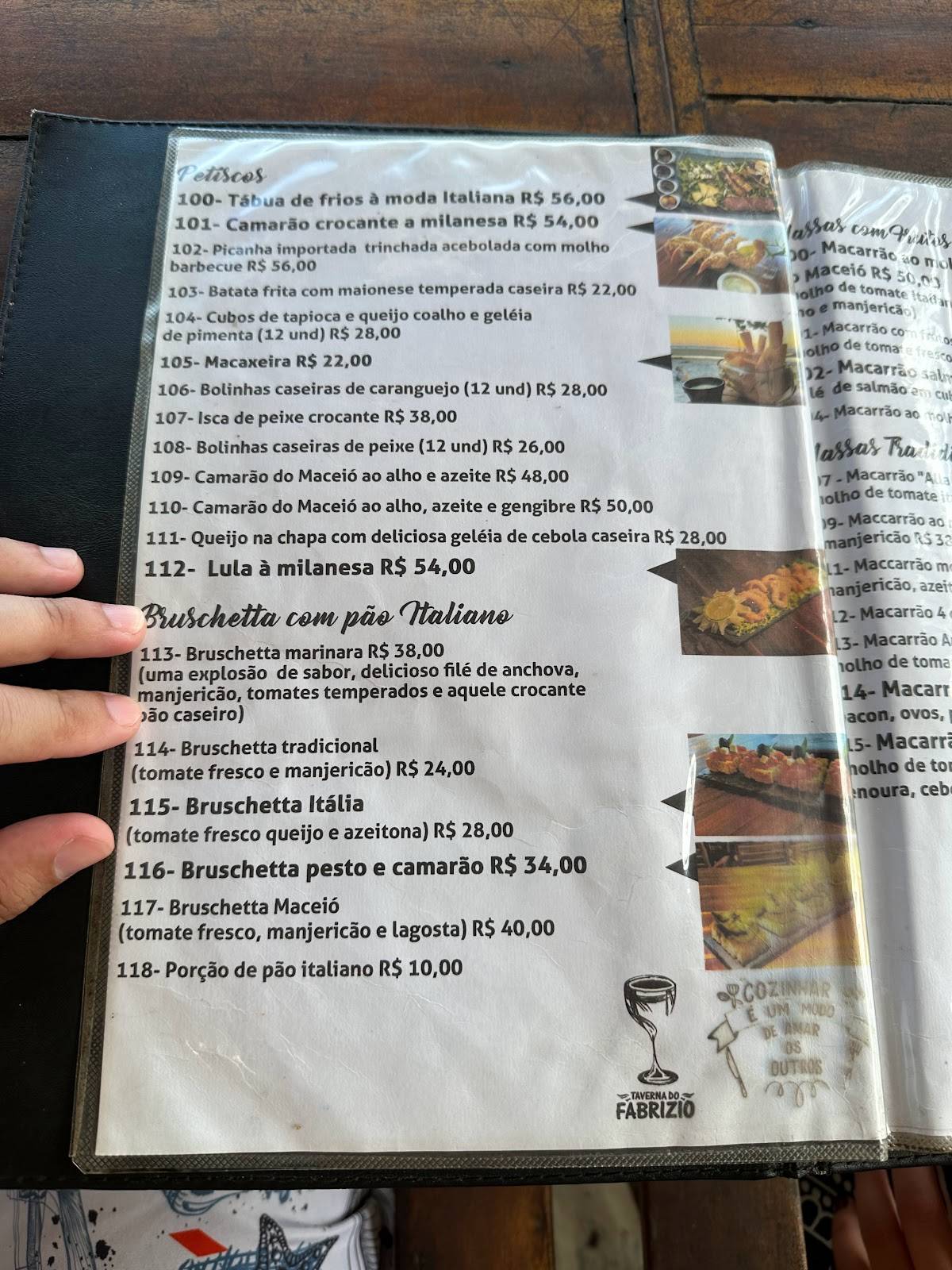 Taverna do Fabrizio cardápio