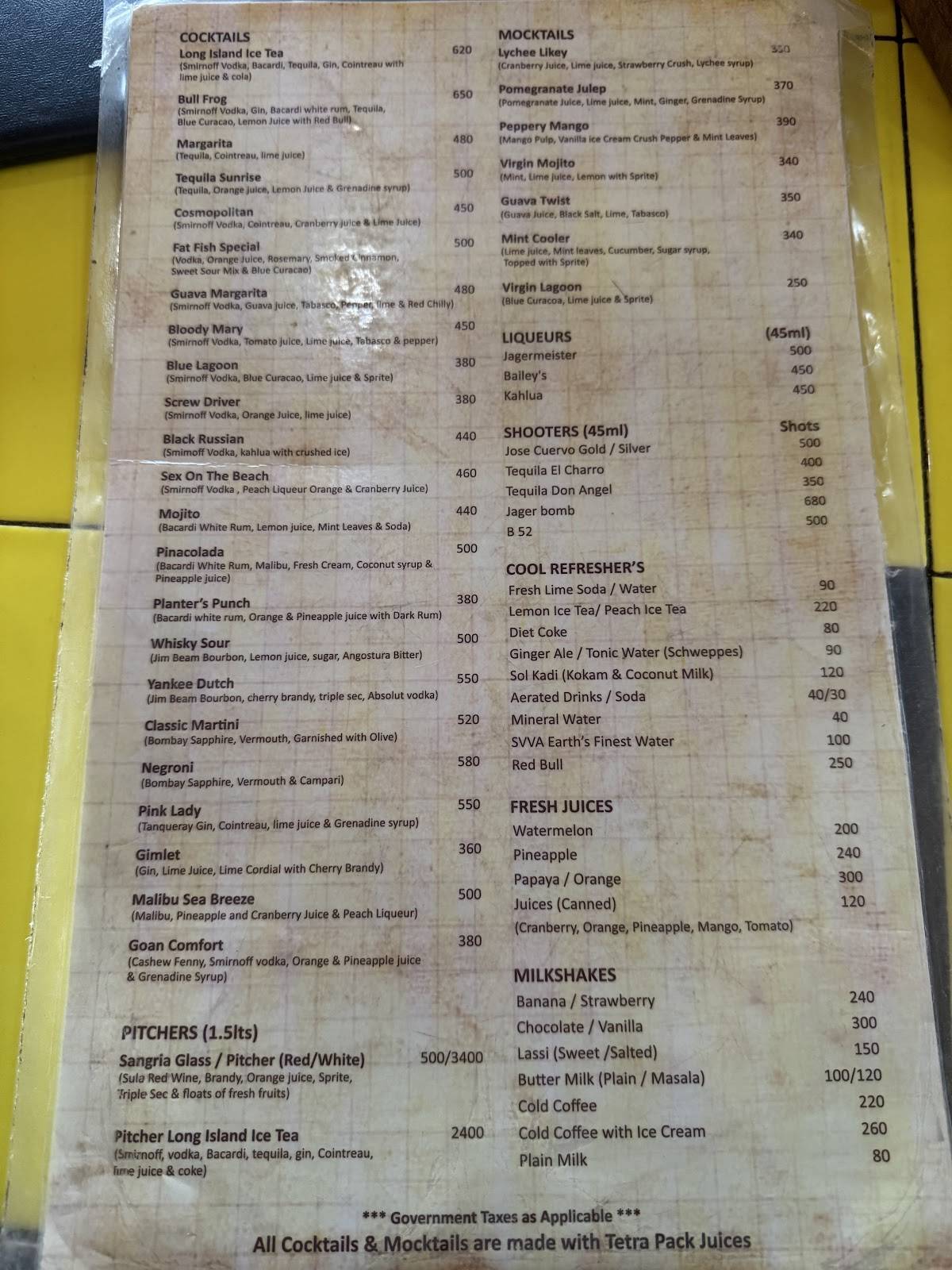 Fat Fish menu