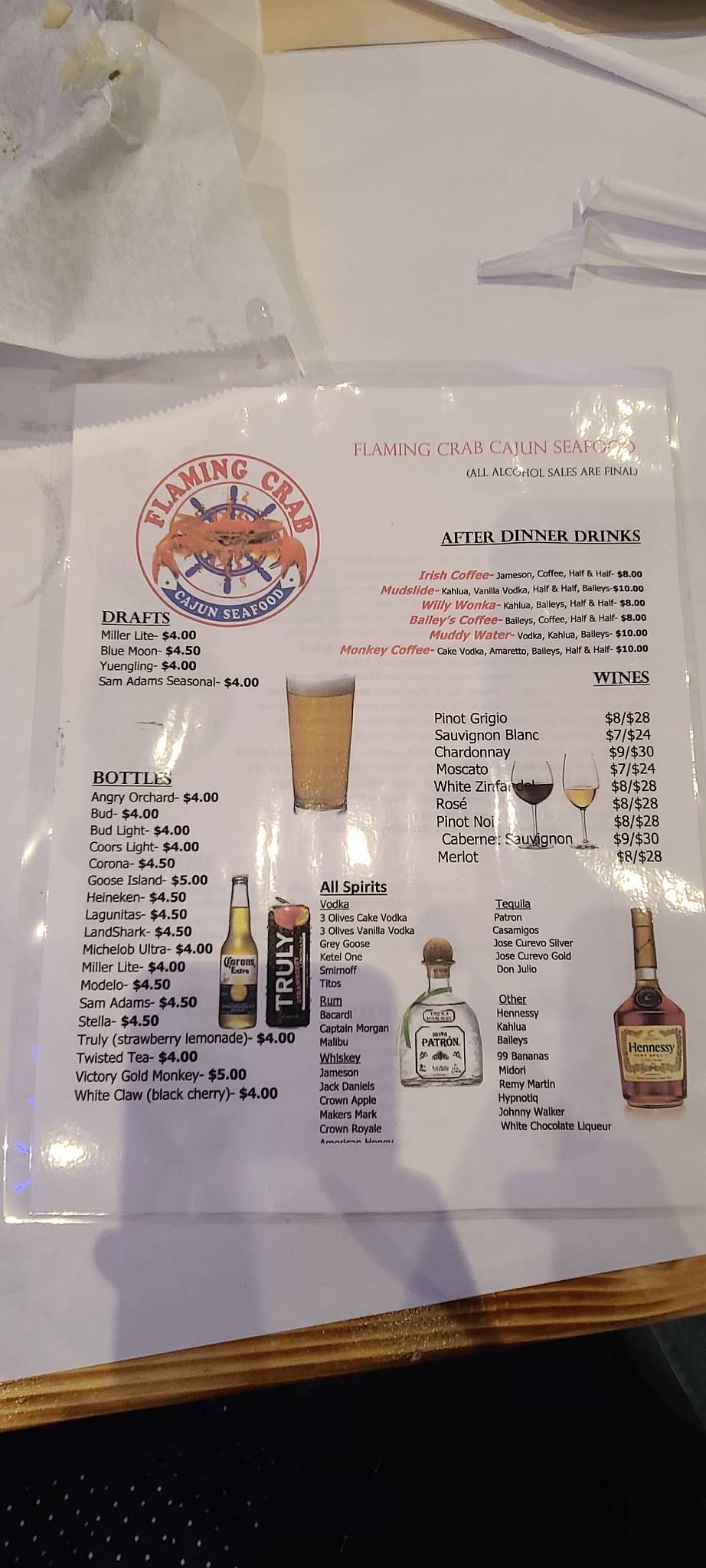Menu at Flaming Crab WilkesBarre, WilkesBarre Township