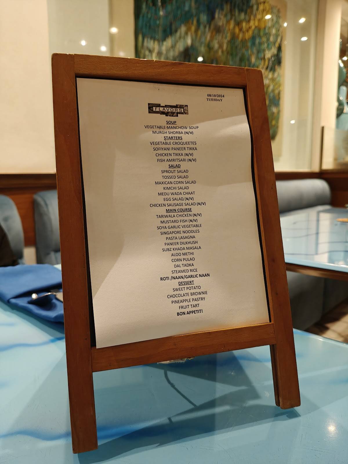 Flavors Cafe at The Ambassador menu