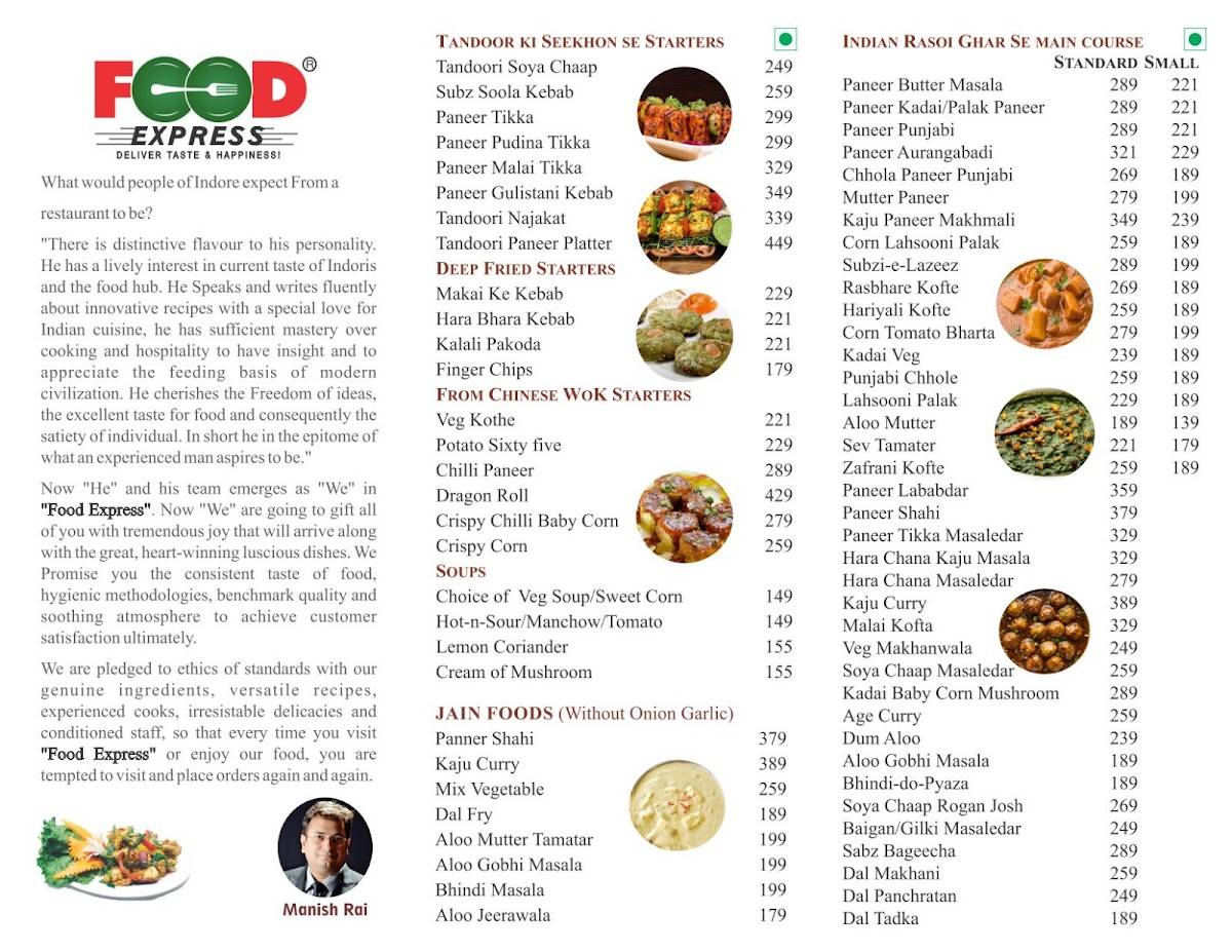 Food Express - Vegetarian Restaurant & Best Restaurants to Eat & Home Delivery menu