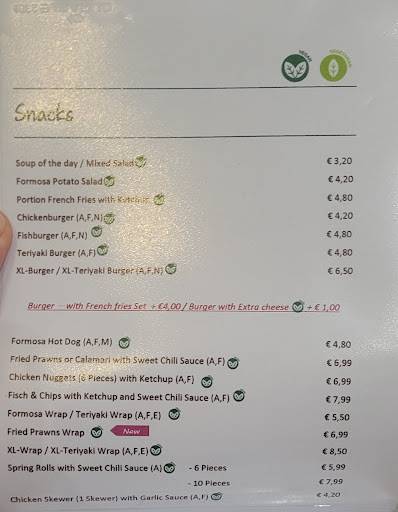 Menu de Formosa Food