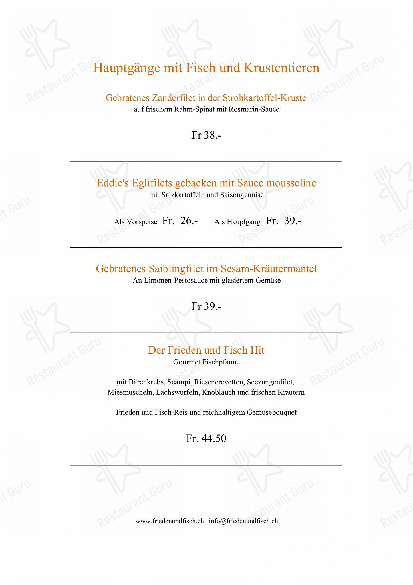 Frieden und Fisch in Seuzach - Коктейльная карта