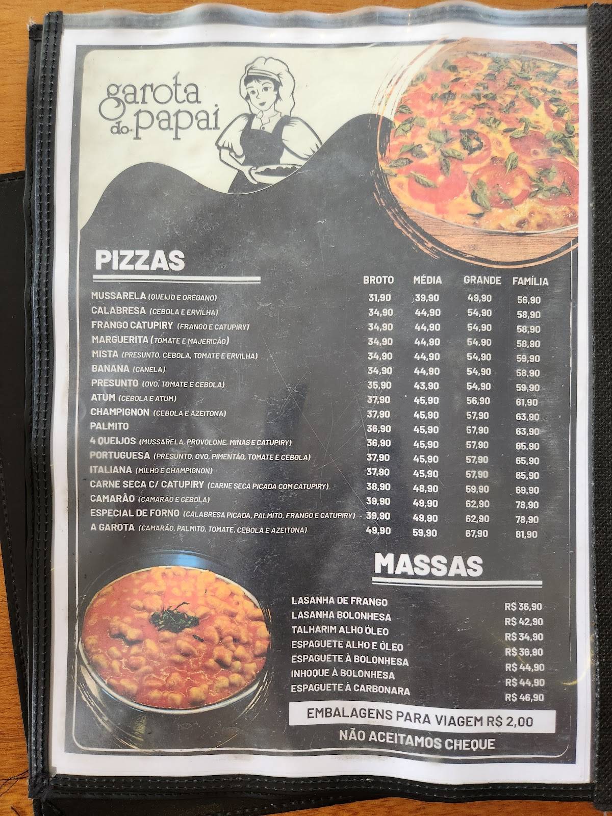 Garota do Papai cardápio