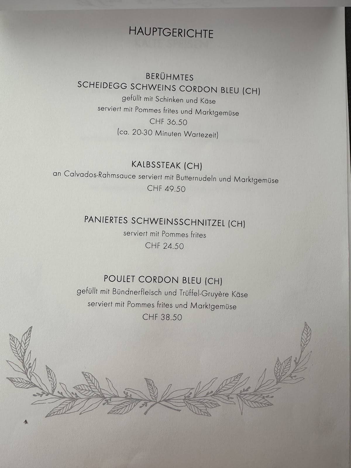 Menu di Gasthaus Alp Scheidegg 