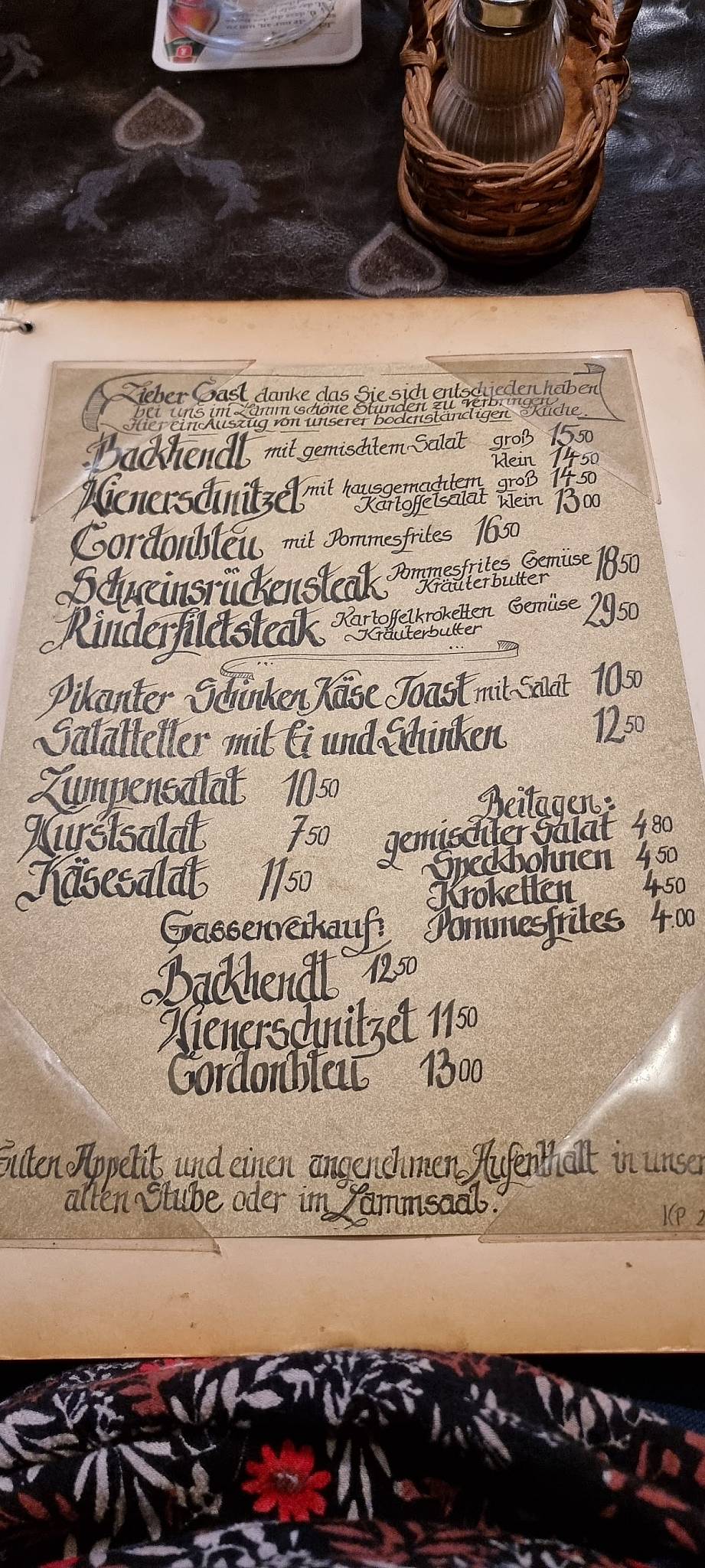 Speisekarte von Gasthaus Lamm restaurant, Lustenau