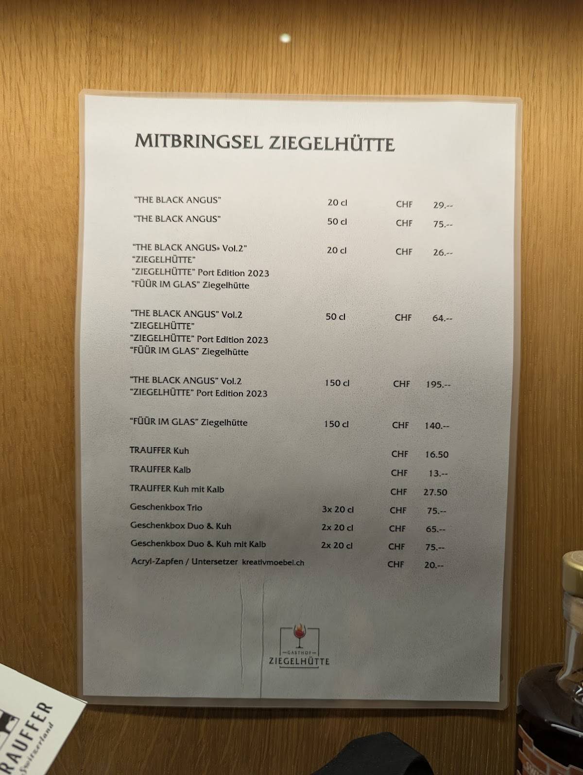 Menu di Gasthof Ziegelhütte 