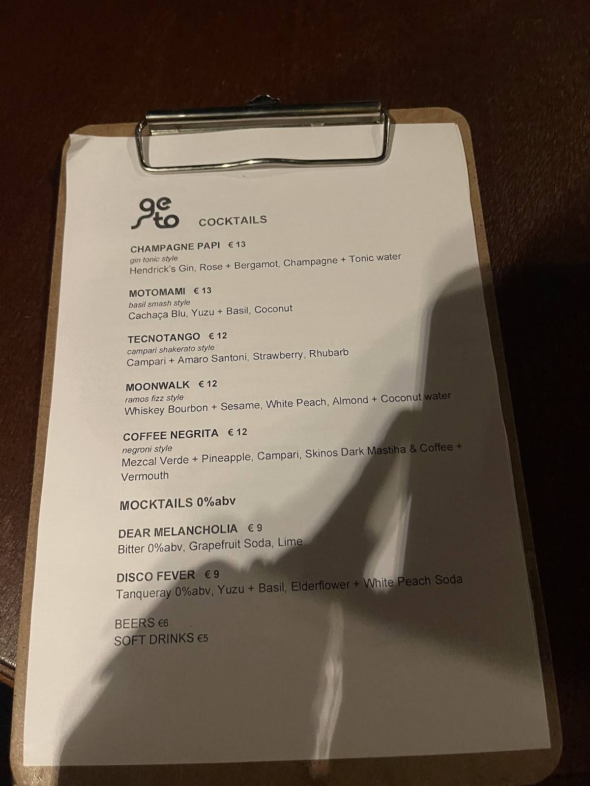 Menu di Gesto 