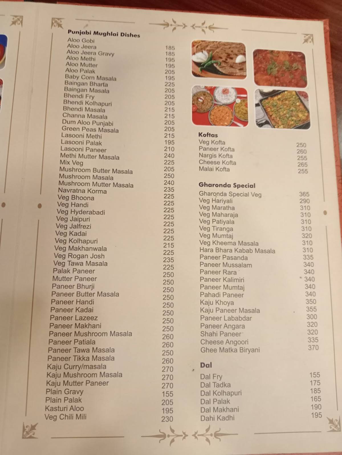 Gharonda Veg. Restaurant menu