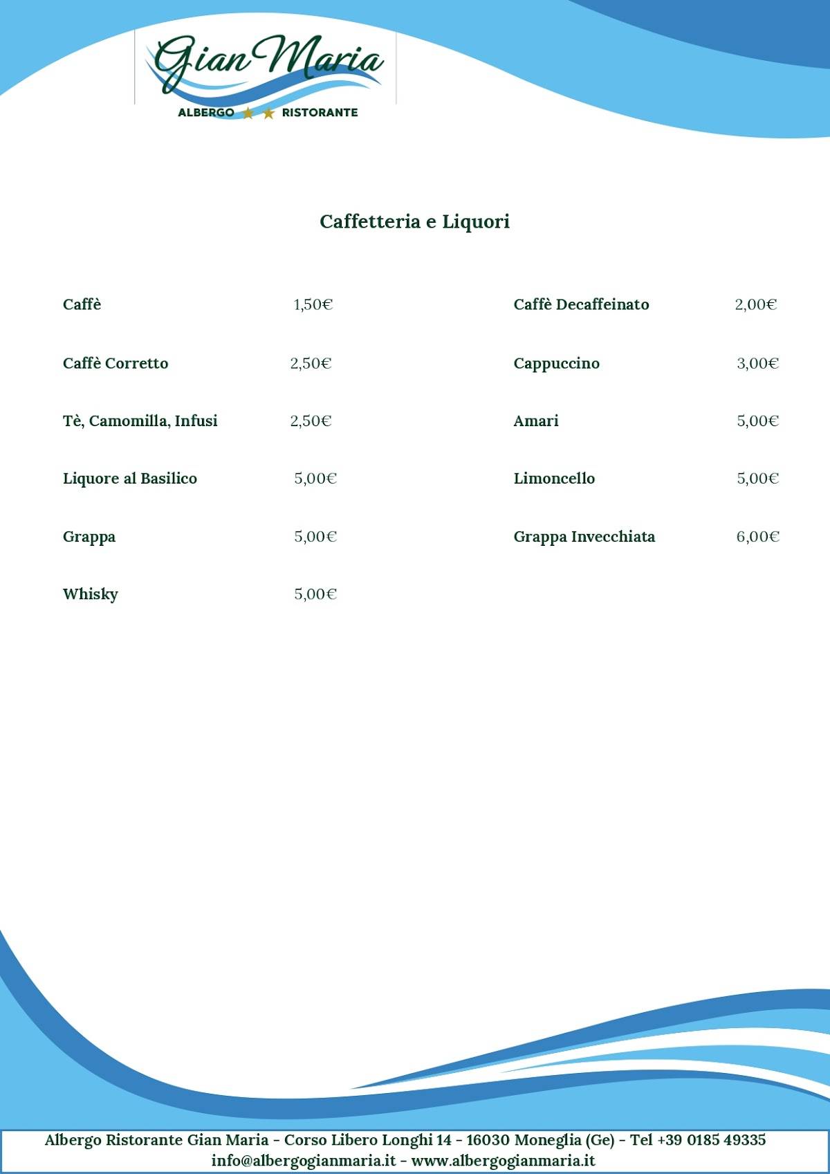 Menu di Gian Maria 