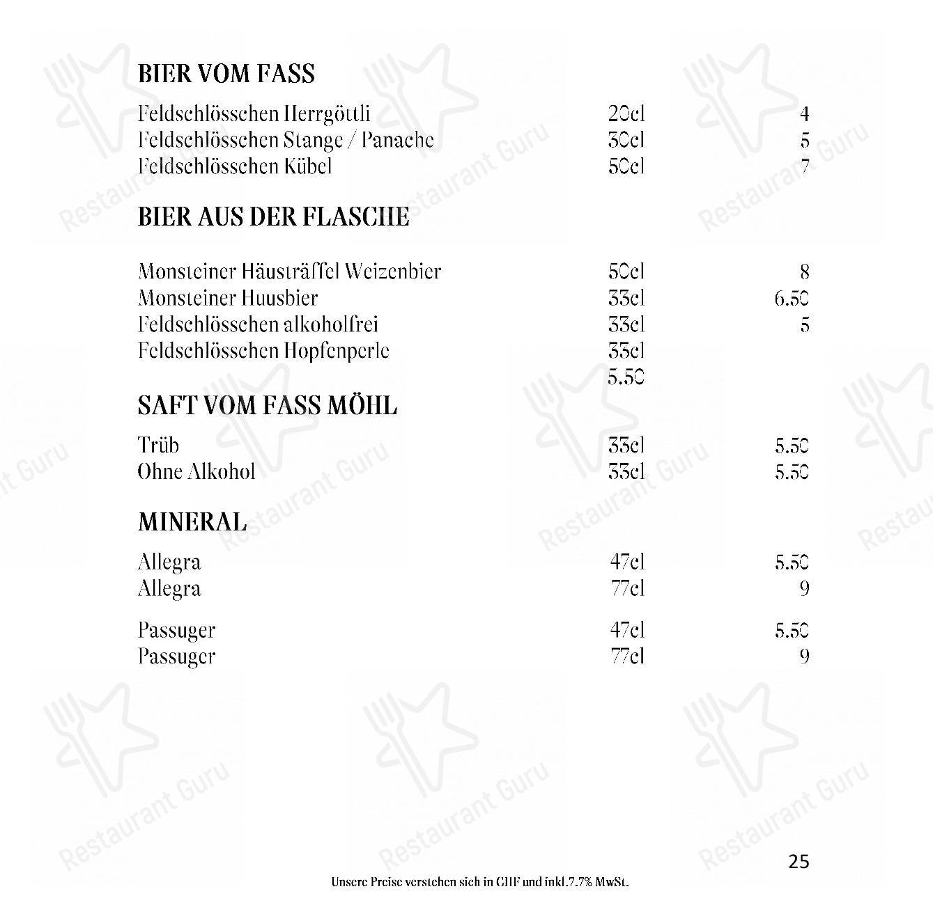 Menu per Gourmet Restaurant Guarda Val ristorante
