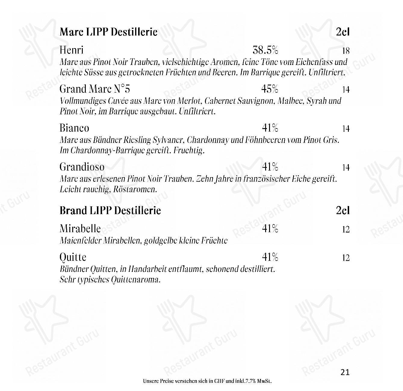 Menu per Gourmet Restaurant Guarda Val ristorante