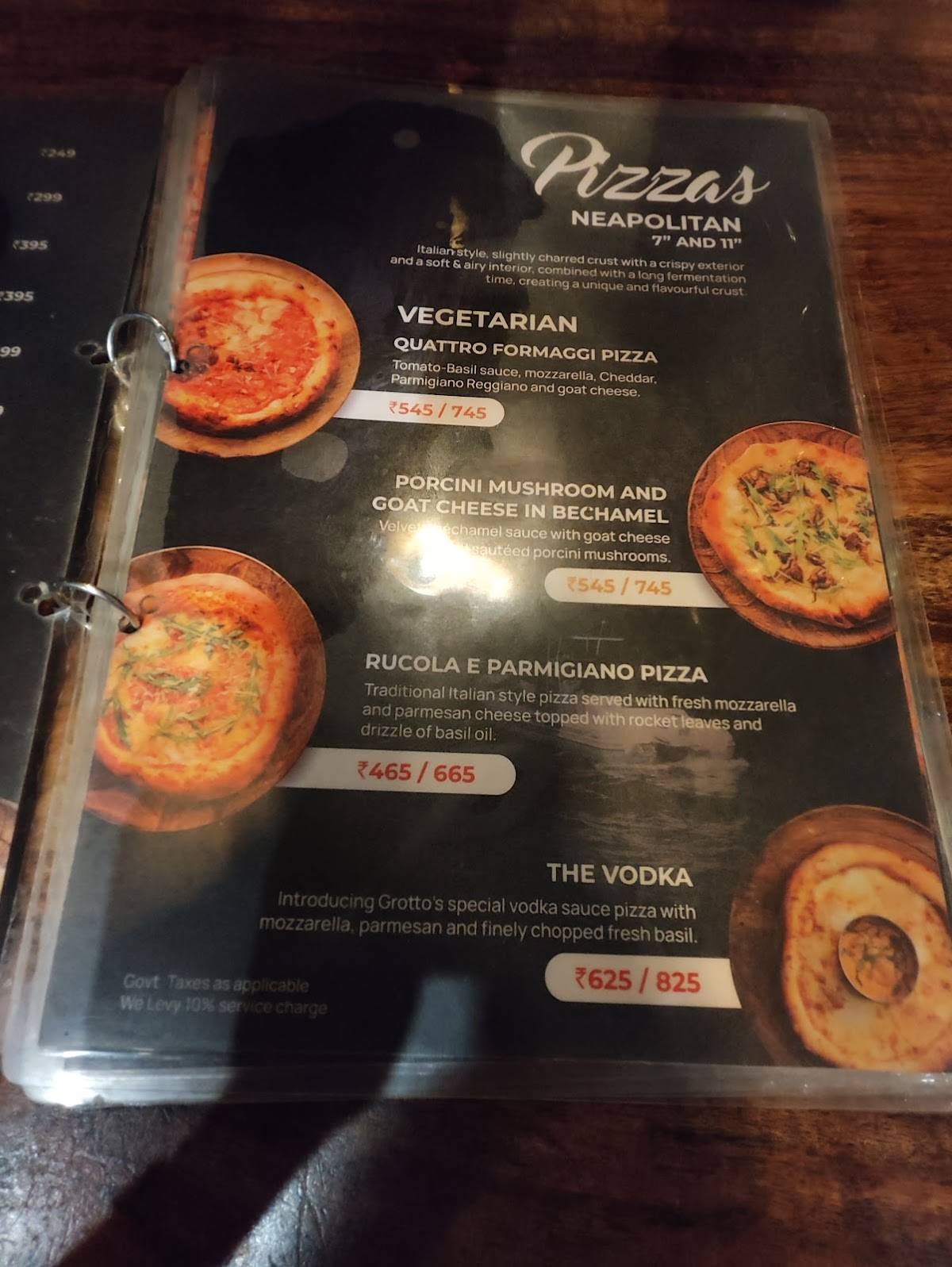 Grotto - PizzeriaCoffee Shop menu