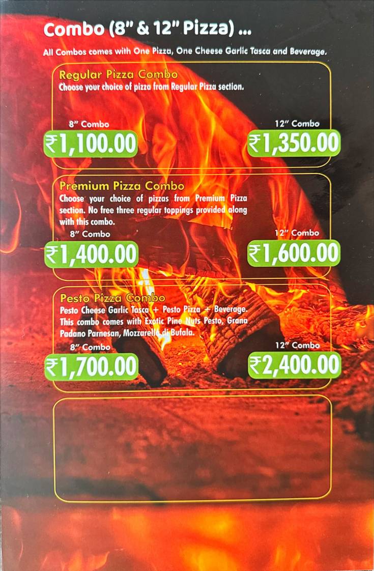 Gustos Pizzeria menu