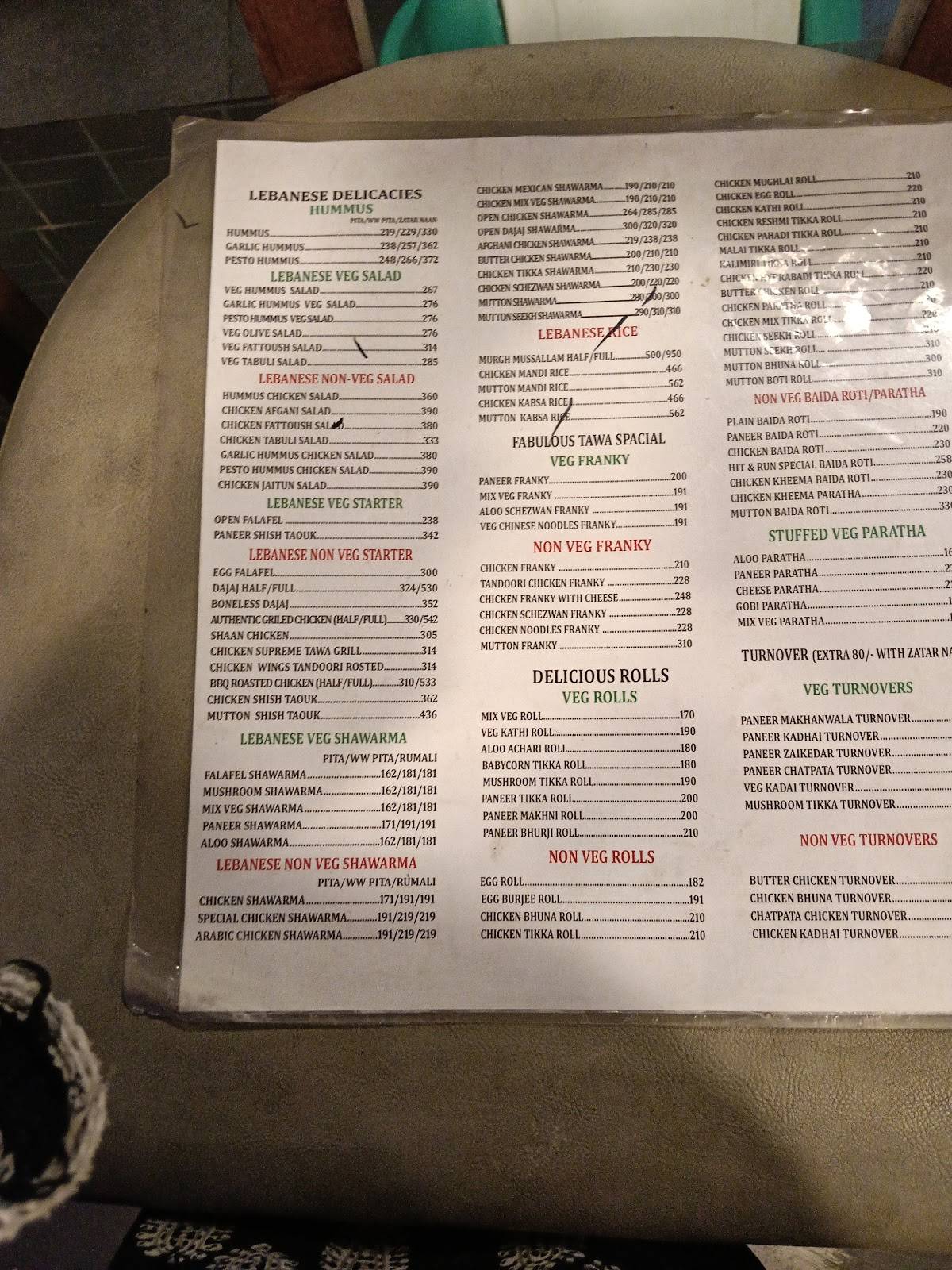 HIT & RUN CHAKALA menu