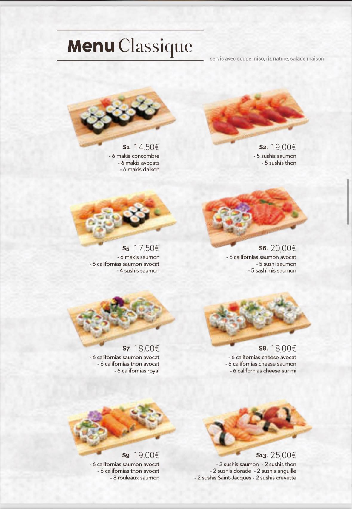 Menu de Restaurant Hokkaido