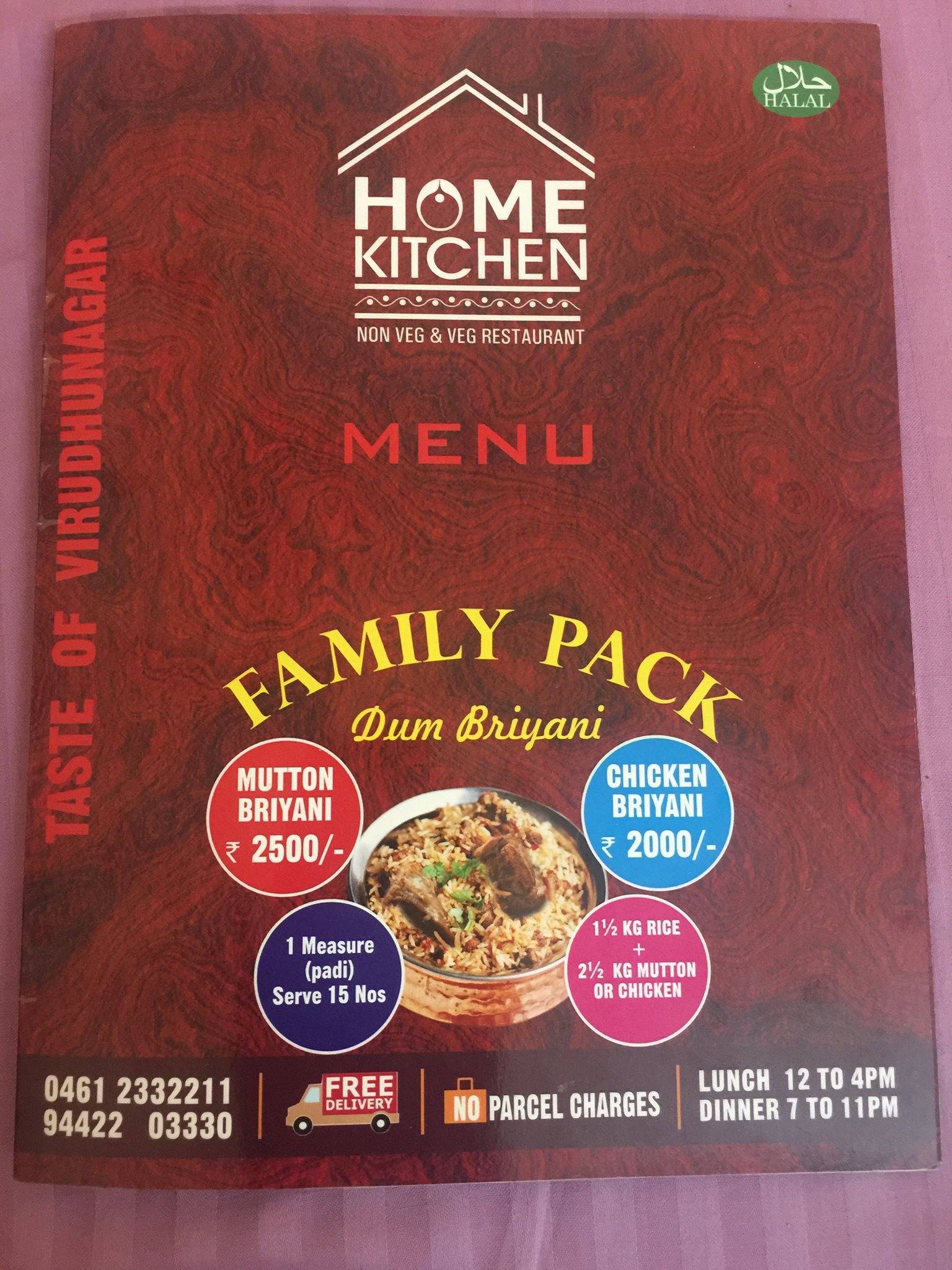 Home Kitchen Restaurant menu