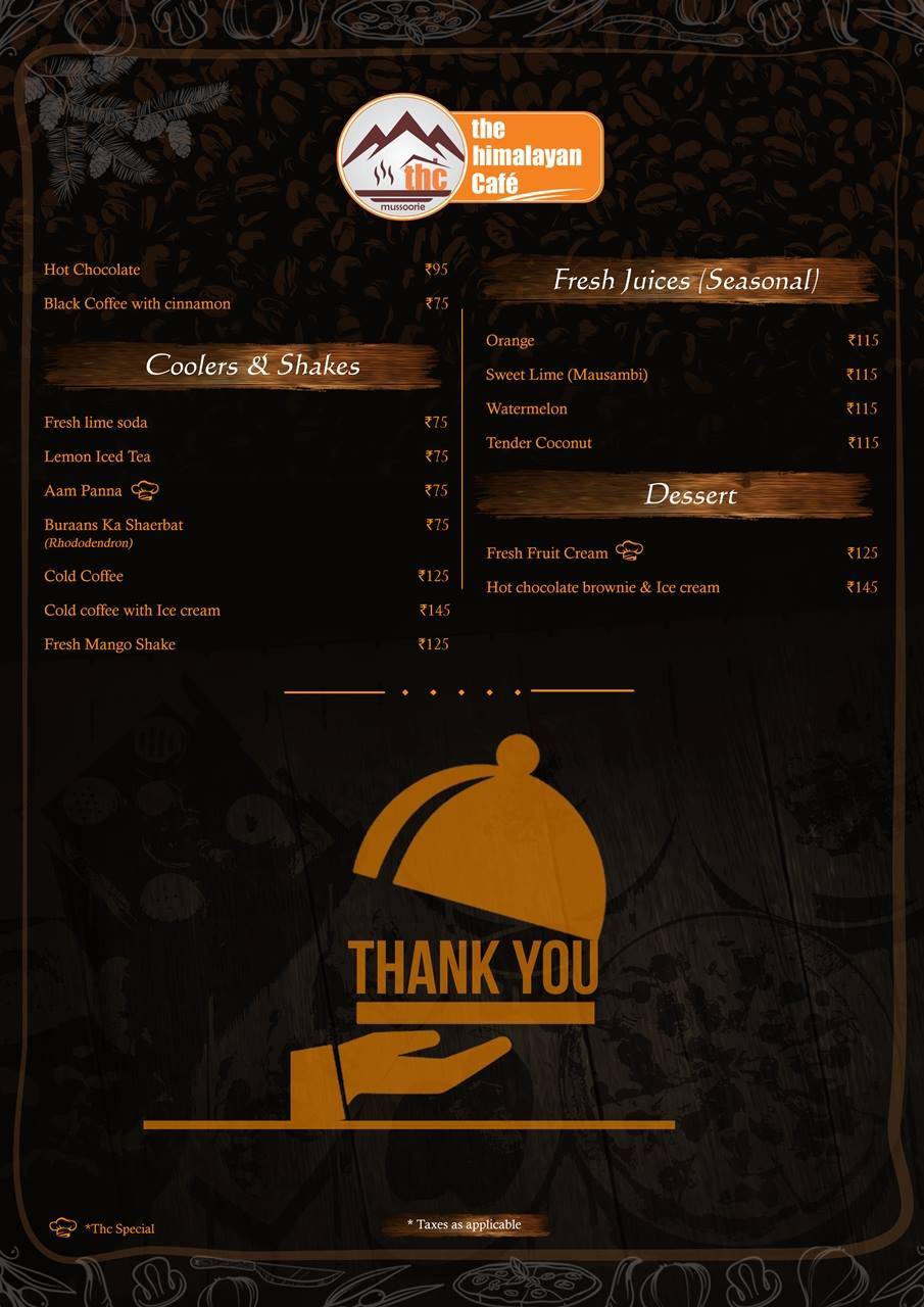 The Himalayan Cafe menu