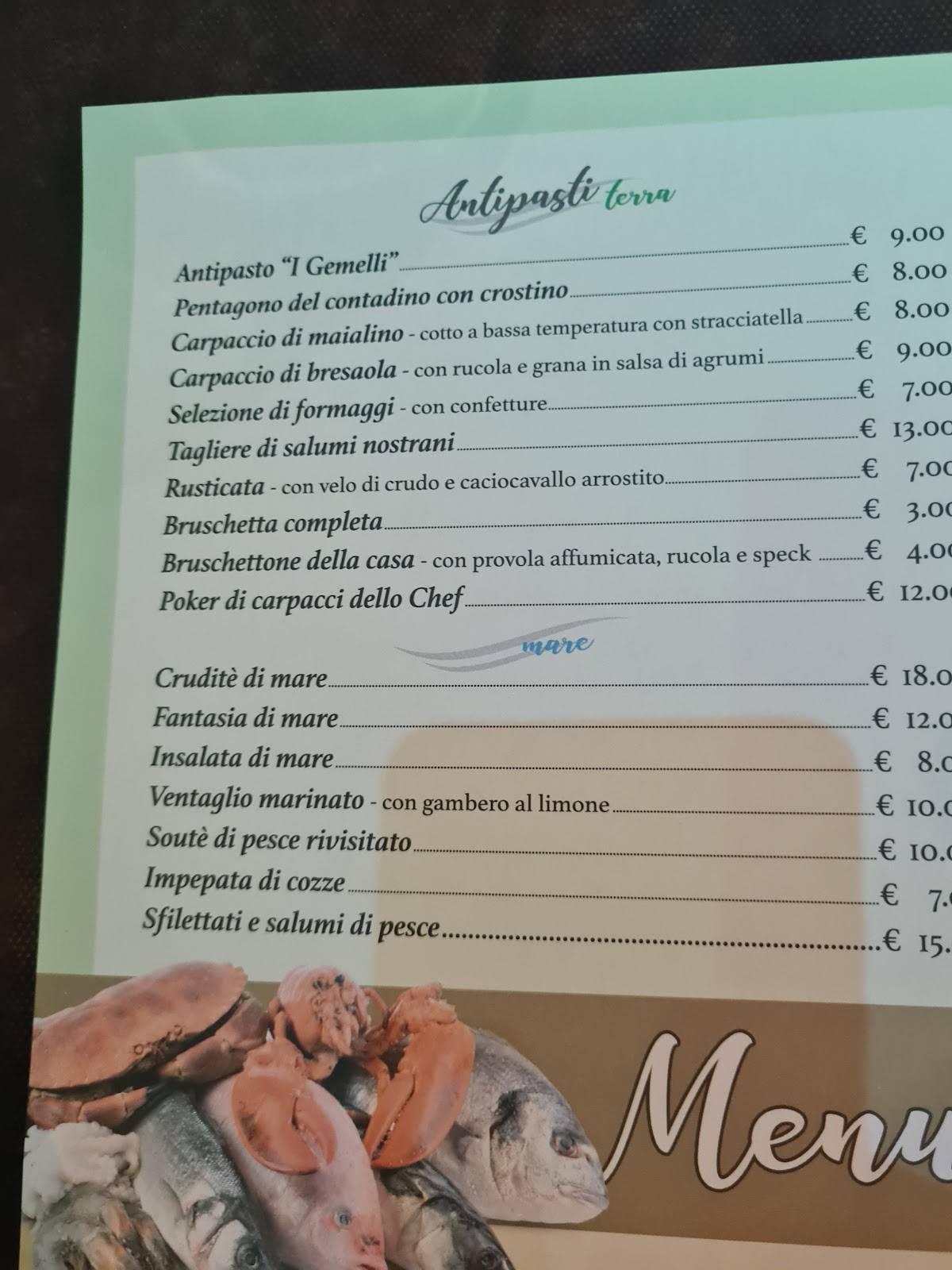 Menu di I Gemelli 