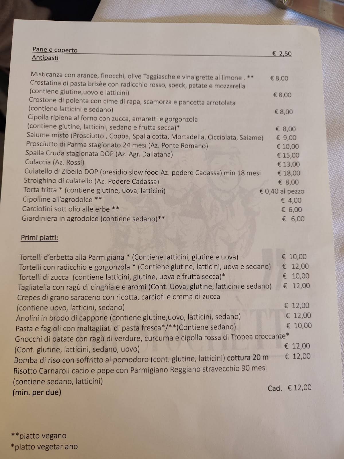 Menu di I Tri Siochett - Ristorante Trattoria 