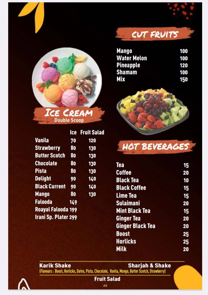 IRANI Restaurant Marthandam, Eraviputhoorkadai menu