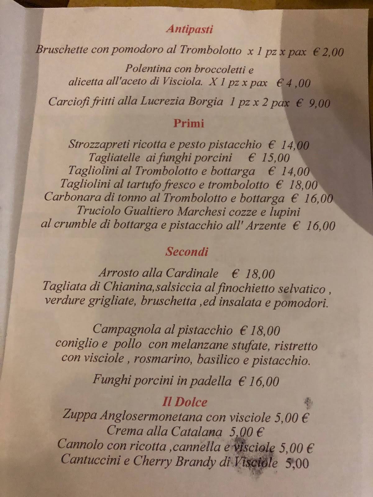 Menu di Il Giardino del Simposio 