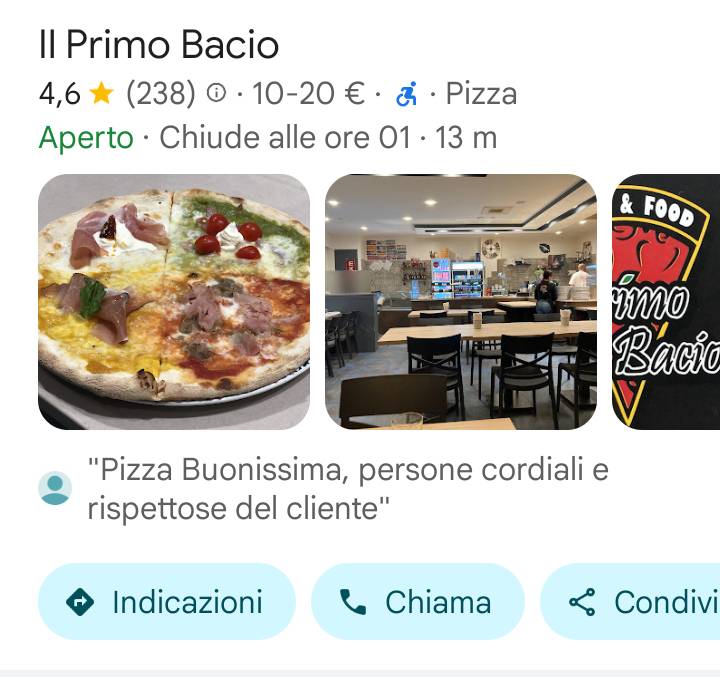 Menu di Il Primo Bacio 