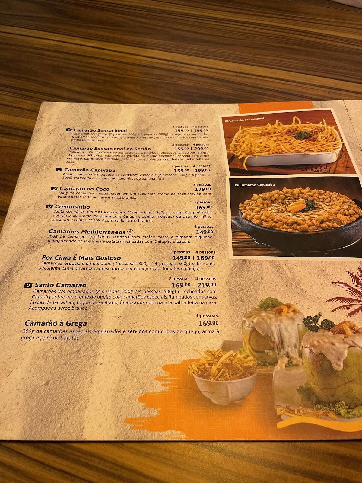 Ilha do Caranguejo - Vitória cardápio