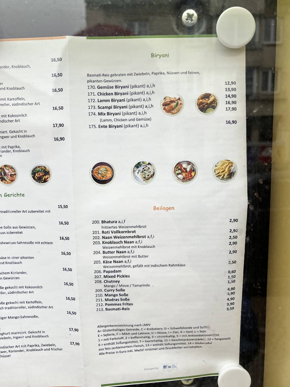 Menu de Restaurant Indian City