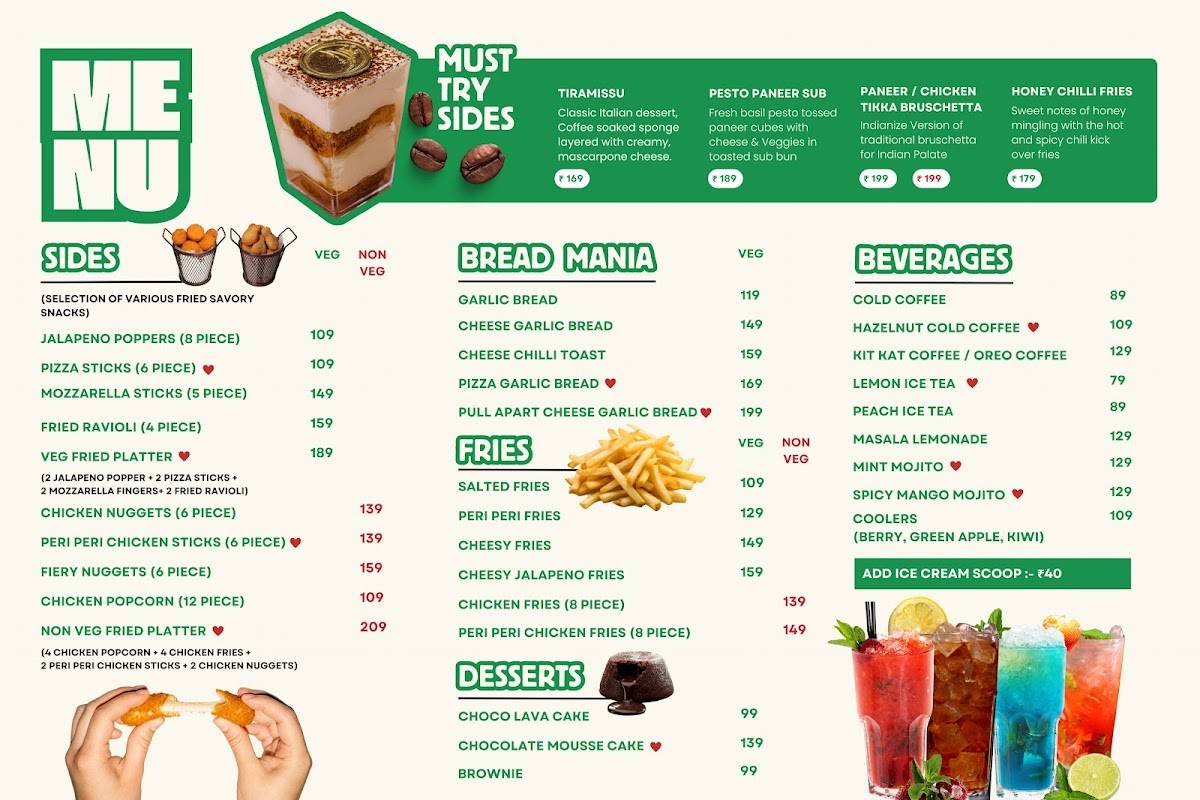 Italian Ecstasy menu