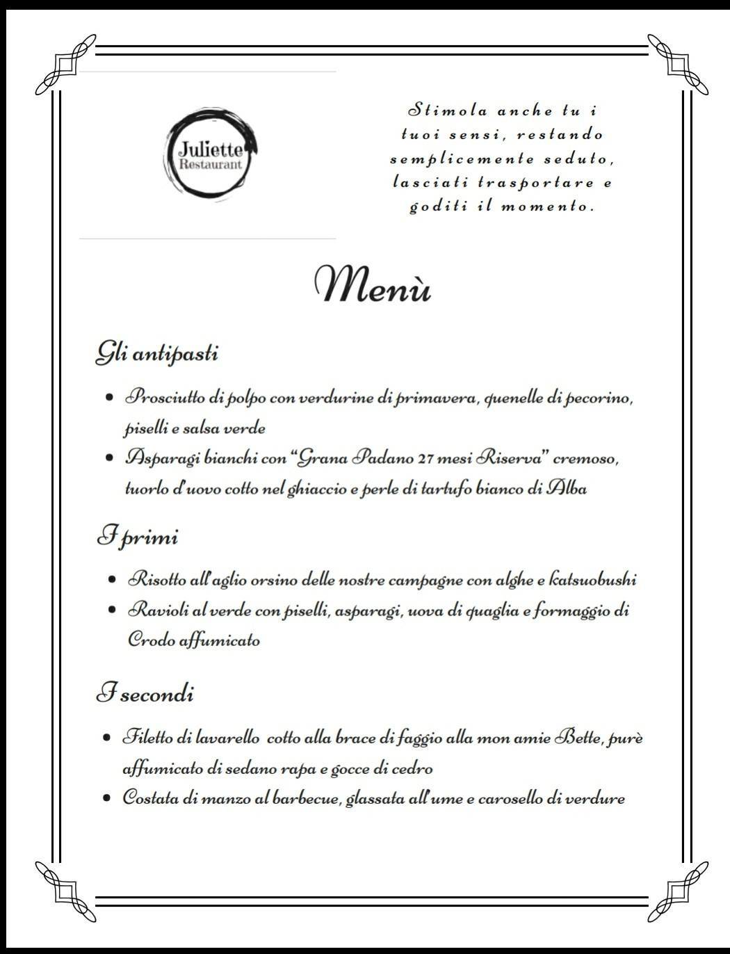 Menu di Juliette Restaurant 