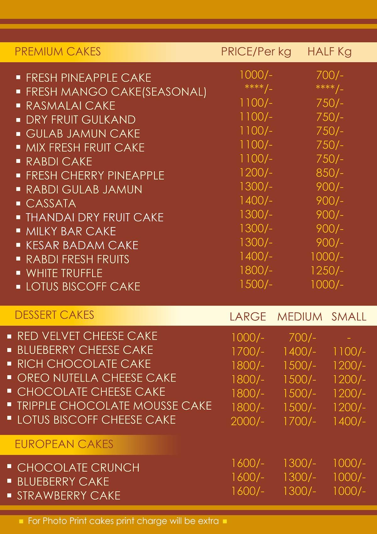 Just Bake Cake Shop & Coffee House Kolhapur menu